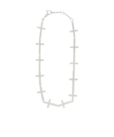 Celine Logo Cross Bracelet In White
