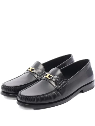 Pre-owned Celine Logo-detail Ruched Loafers In Black