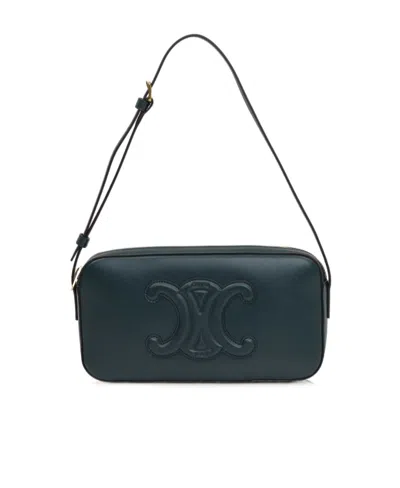 Celine Logo Details Shoulder Bag In Green