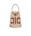 Celine Logo Drawstring Handbag In Nude