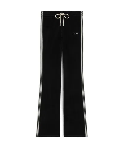 Celine Logo Drawstring Sweatpants In Black