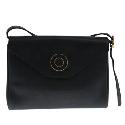 Pre-owned Celine Céline Logo Du Cercle Black Leather Shoulder Bag ()