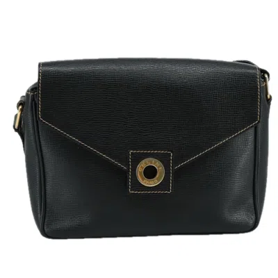 Pre-owned Celine Céline Logo Du Cercle Black Leather Shoulder Bag ()