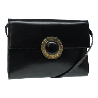 Pre-owned Celine Céline Logo Du Cercle Black Leather Shoulder Bag ()