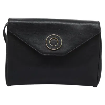 Pre-owned Celine Céline Logo Du Cercle Black Leather Shoulder Bag ()