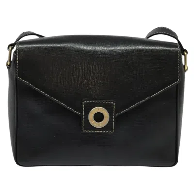 Pre-owned Celine Céline Logo Du Cercle Black Leather Shoulder Bag ()