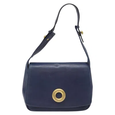 Pre-owned Celine Céline Logo Du Cercle Blue Leather Shoulder Bag ()