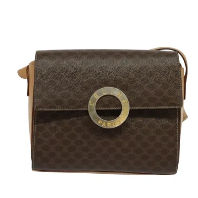 Pre-owned Celine Céline Logo Du Cercle Brown Canvas Shoulder Bag ()