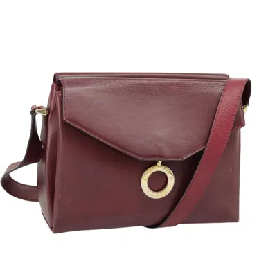 Pre-owned Celine Céline Logo Du Cercle Burgundy Leather Shoulder Bag ()