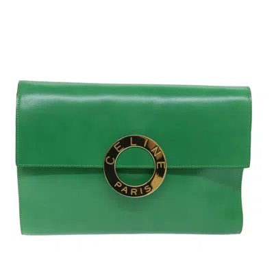 Pre-owned Celine Logo Du Cercle Leather Shoulder Bag () In Green