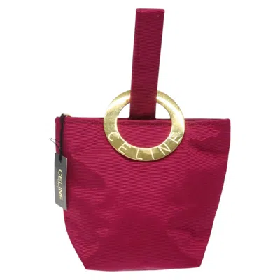 Pre-owned Celine Céline Logo Du Cercle Pink Nylon Clutch Bag ()