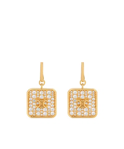 Celine Logo Earrings In Yellow