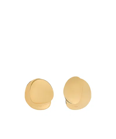 Celine Logo Earrings In Yellow