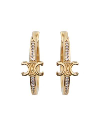 Celine Logo Earrings In Yellow