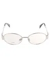 Celine Logo Embossed Oval Metal Frame Glasses In 016 - Silver