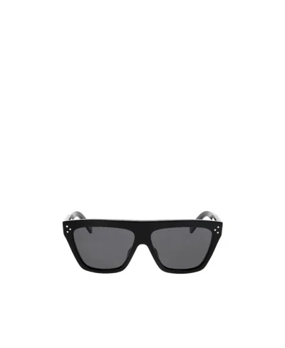Celine Logo-embossed Oversize-frame Sunglasses In Gray