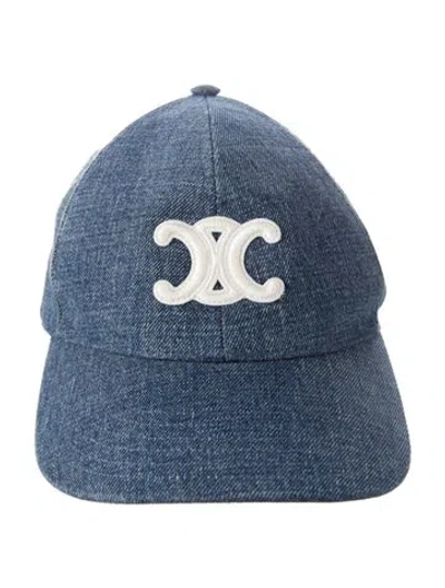 Pre-owned Celine Logo Embroidered Adjustable Baseball Cap In Blue