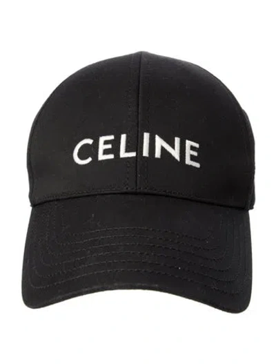 Pre-owned Celine Logo Embroidered Baseball Cap In Black