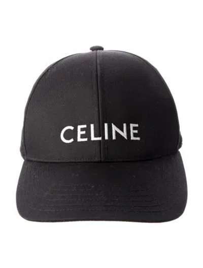 Pre-owned Celine Logo Embroidered Baseball Cap In Black