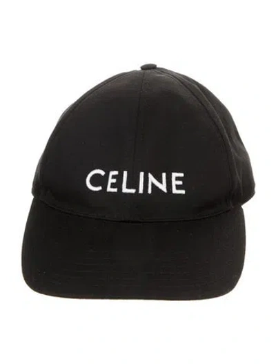 Pre-owned Celine Logo Embroidered Baseball Cap In Black
