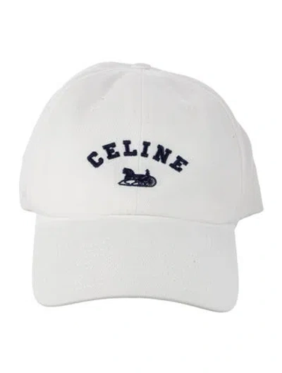 Pre-owned Celine Logo Embroidered Cap In White