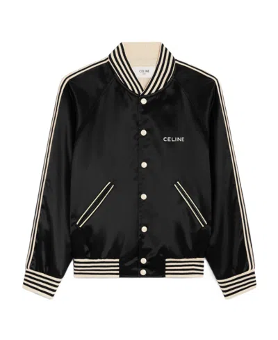 Celine Logo Embroidered Casual Jacket In Black