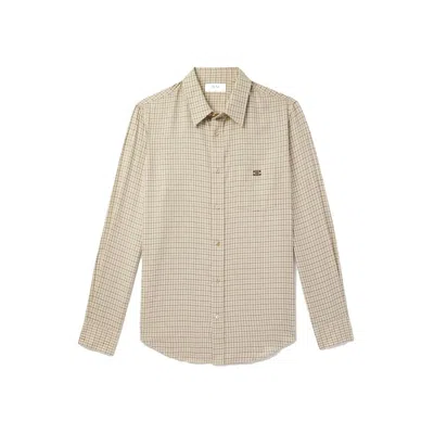 Celine Logo-embroidered Checked Cotton Shirt Men In Nude