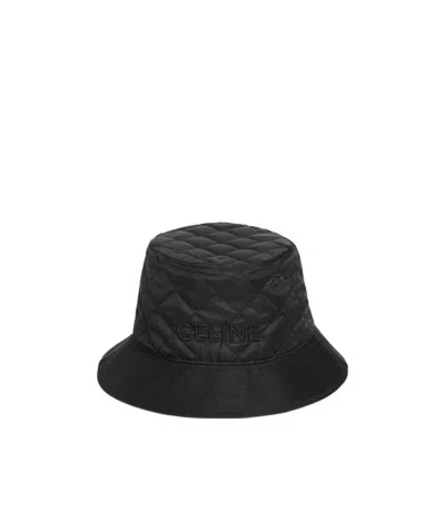 Celine Bucket Hat In Lightweight Nylon In Black