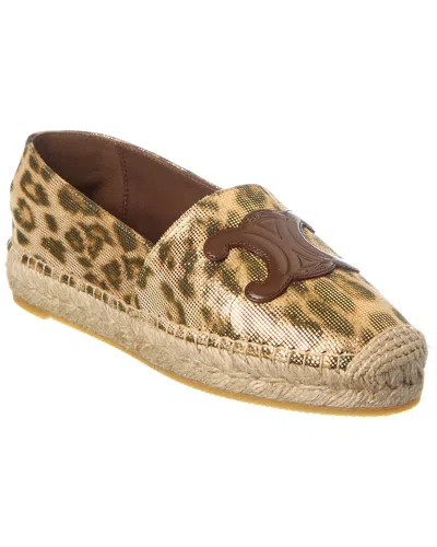 Celine Logo Espadrille In Brown / Gold