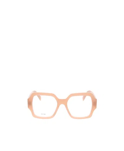 Celine Logo Flat Mirror In Pink