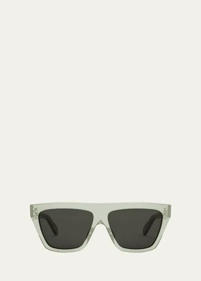 CELINE LOGO FLAT-TOP SQUARE ACETATE SUNGLASSES