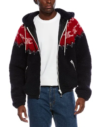 Celine Logo Fleece Wool-blend Jacket In Black