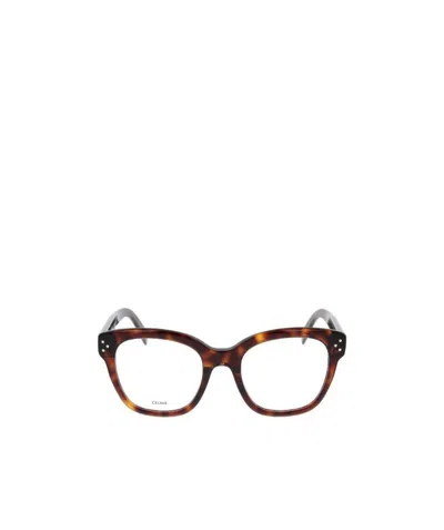 Celine Logo Glasses In Brown