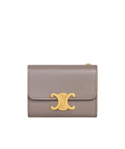 Celine Logo Half-fold Wallet In Gray