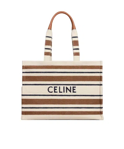 Celine Logo Handbag In Nude