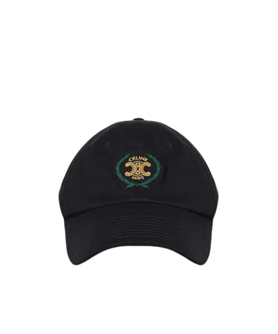 Celine Logo Hat In Black