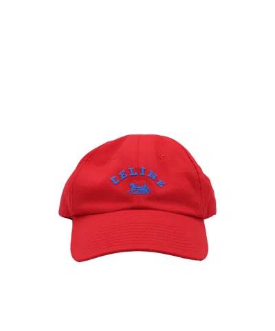 Celine Logo Hat In Red