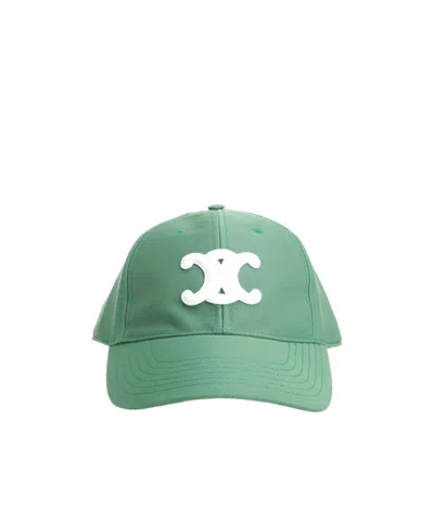 Celine Logo Hat In Green