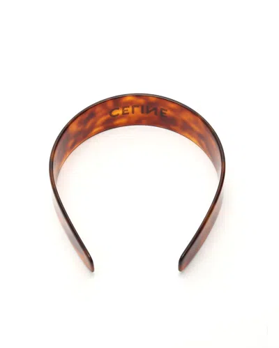Celine Céline Logo Headband In Brown