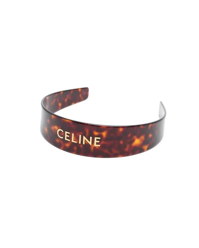 Celine Céline Logo Headband In Brown