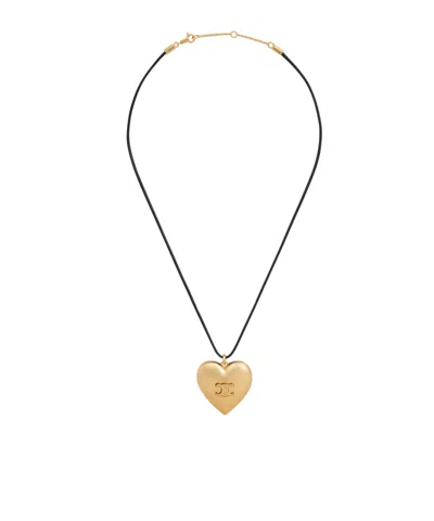 CELINE CELINE CŒUR TRIOMPHE NECKLACE IN BRASS WITH GOLD FINISH AND COTTON