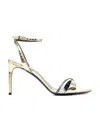 Celine Logo High-heeled Sandals In White