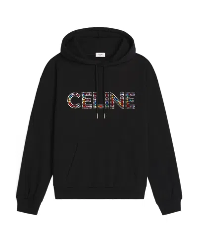 Celine Logo Hooded Sweater In Black