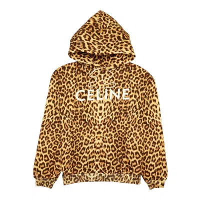 Pre-owned Celine Logo Hooded Sweatshirt Leopard In Multi