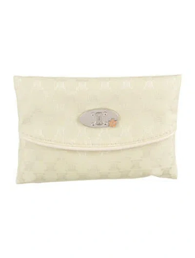 Pre-owned Celine Logo Jacquard Tissue Cosmetic Case In Yellow