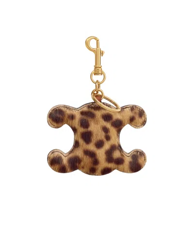Celine Logo Keychain In Brown