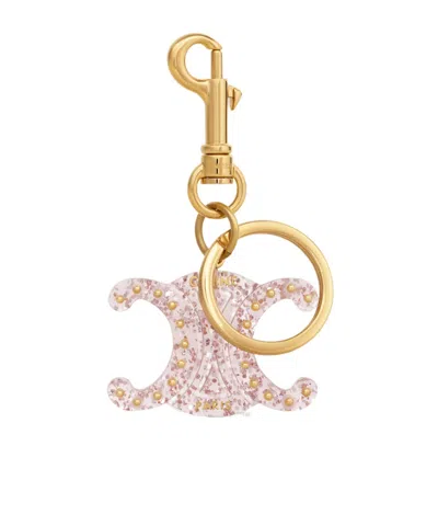 Celine Logo Keychain In Nude