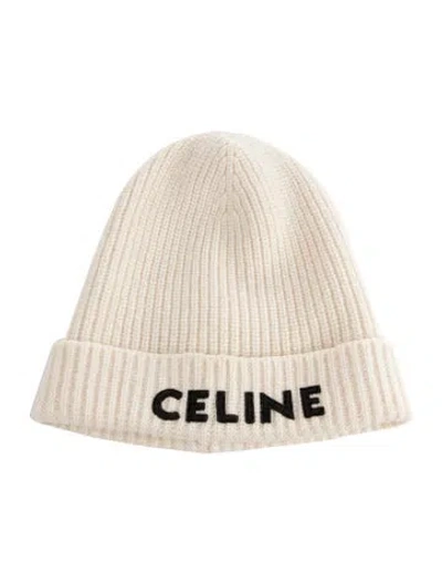 Pre-owned Celine Logo Knit Beanie In Neutral