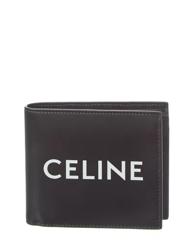 Celine Logo Leather Bifold Wallet In Black