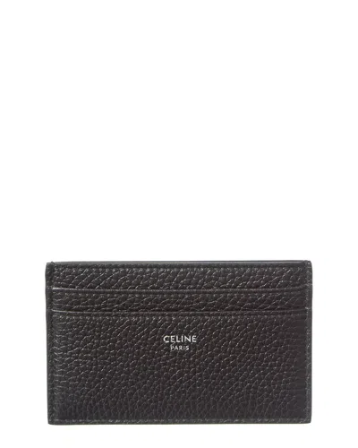 Celine Logo Leather Card Case In Black